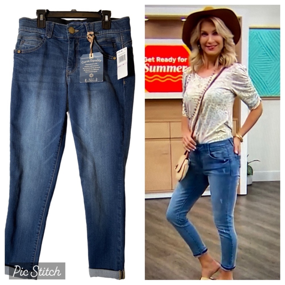 Democracy Ab Solution Denim Jeans Cropped Skimmer Midtone Size 6 New